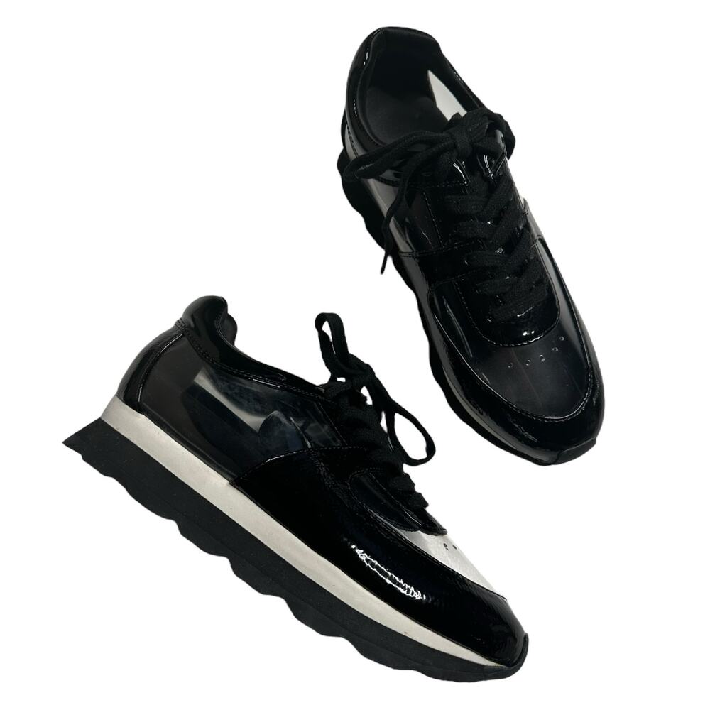 JESSICA RICH Transparent Sneaker Black Clear Women's Size 37 NWT In Box Size 7